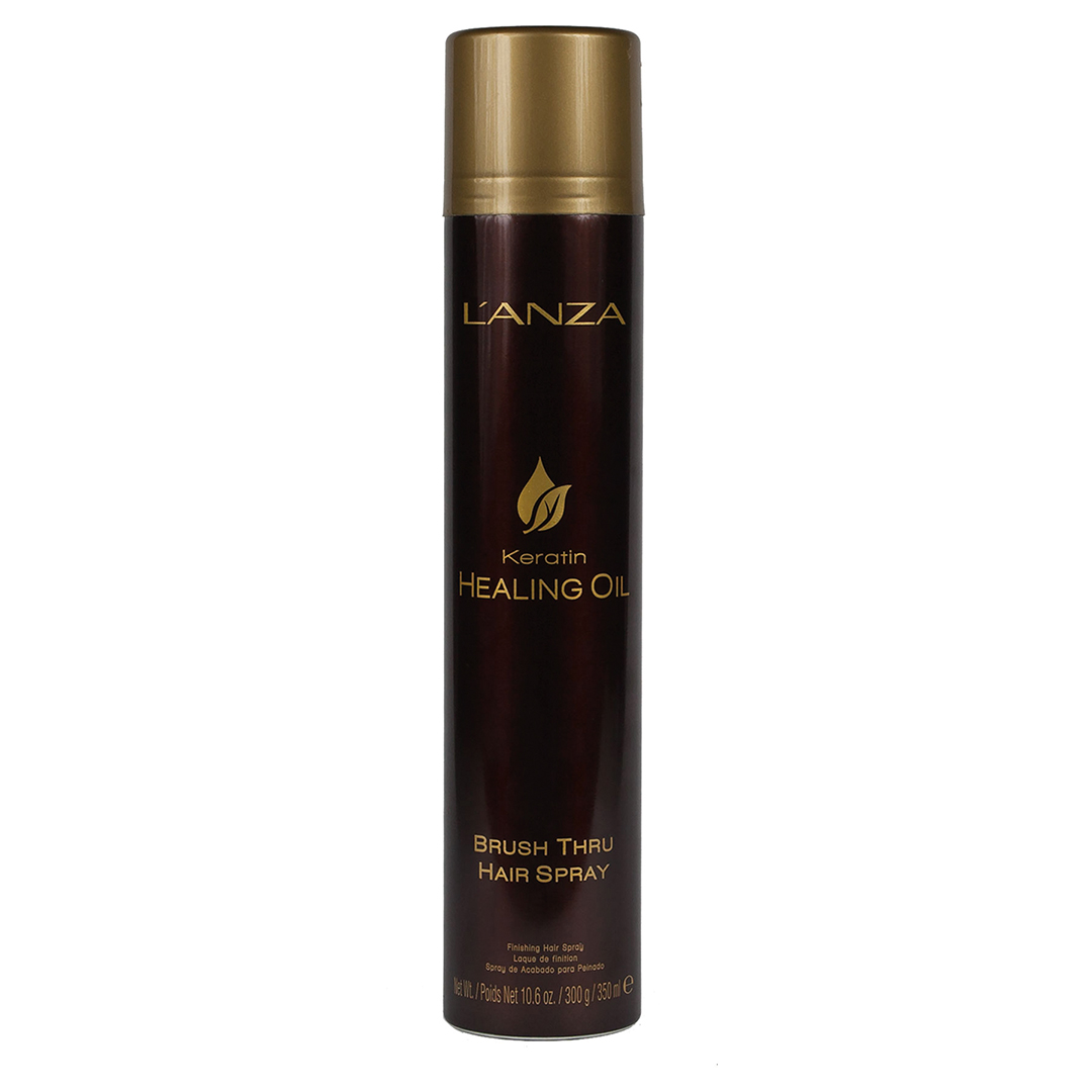 Лак-спрей для экспресс-укладки с кератиновым эликсиром LʼANZA Keratin Healing Oil Brush Thru Hair Spray, 350 ml