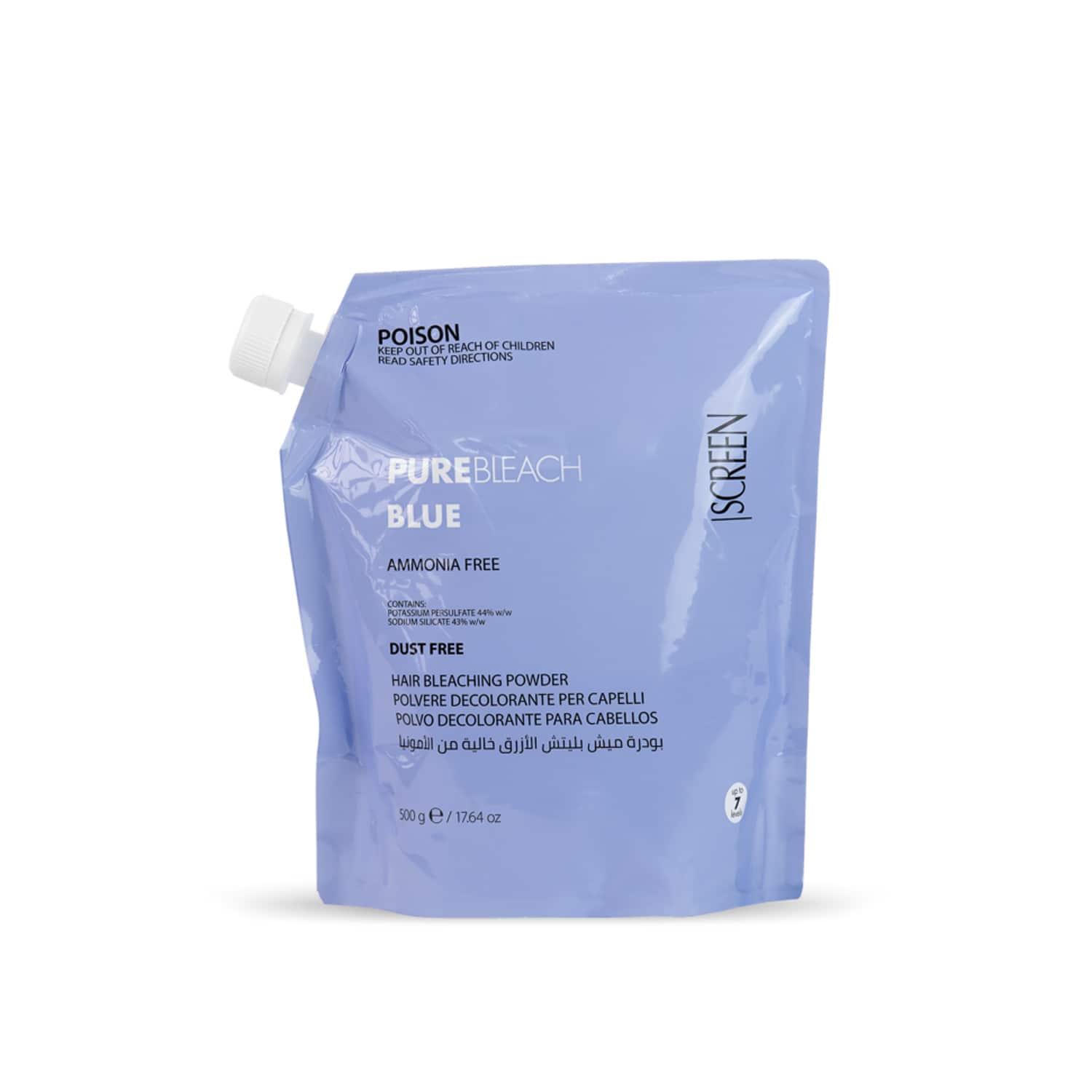 Синий обесцвечивающий порошок без аммиака с кератином SCREEN PureBleach Blue 7 тонов, 500 г - 1