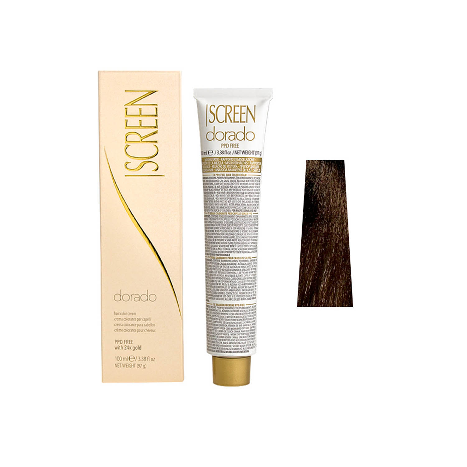 Крем-краска для волос перманентная с 24-каратным золотом SCREEN Dorado 5D (5.3) Golden Light Вrown, 100 ml