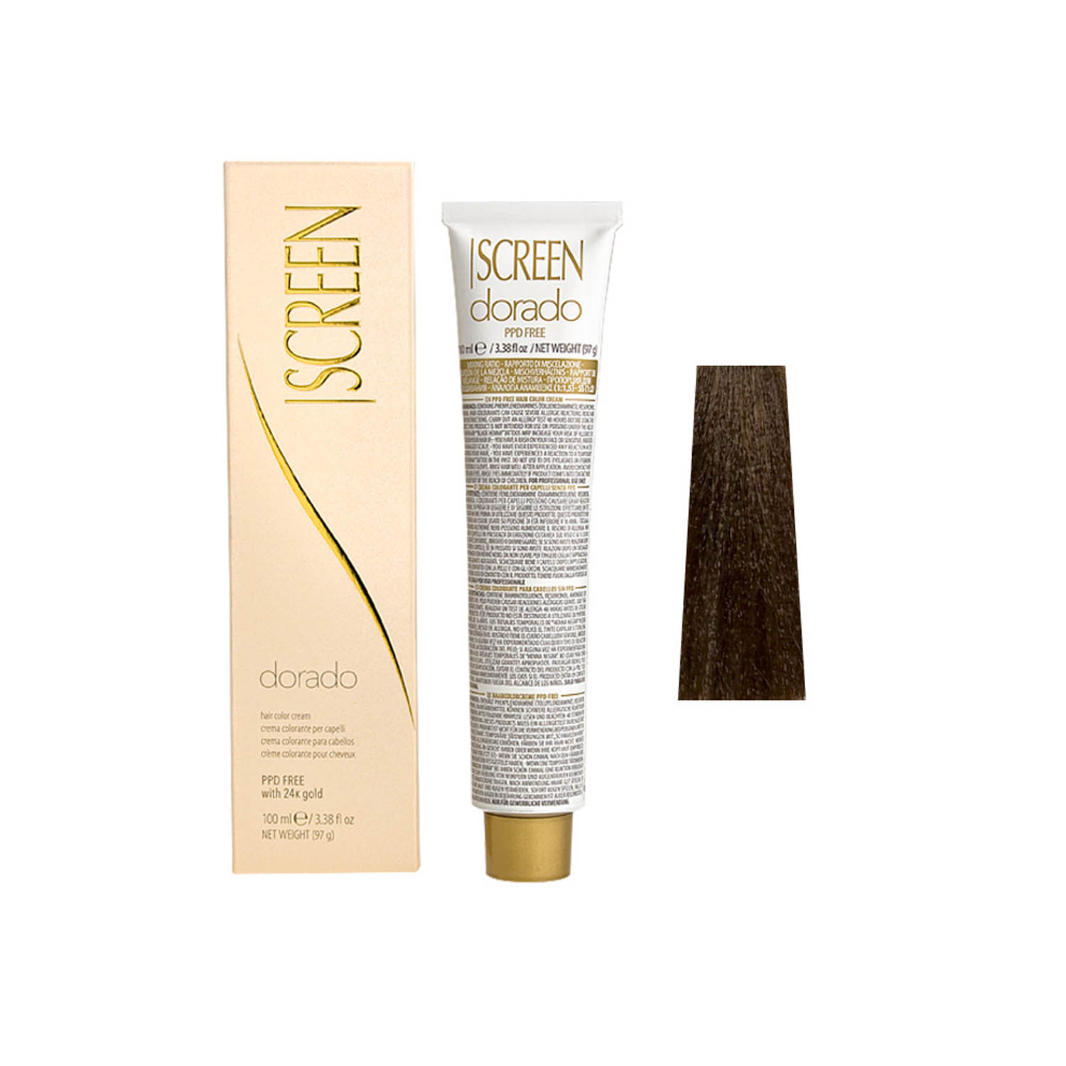 Крем-краска для волос перманентная с 24-каратным золотом SCREEN Dorado 6N (6.0) Dark Вlonde, 100 ml