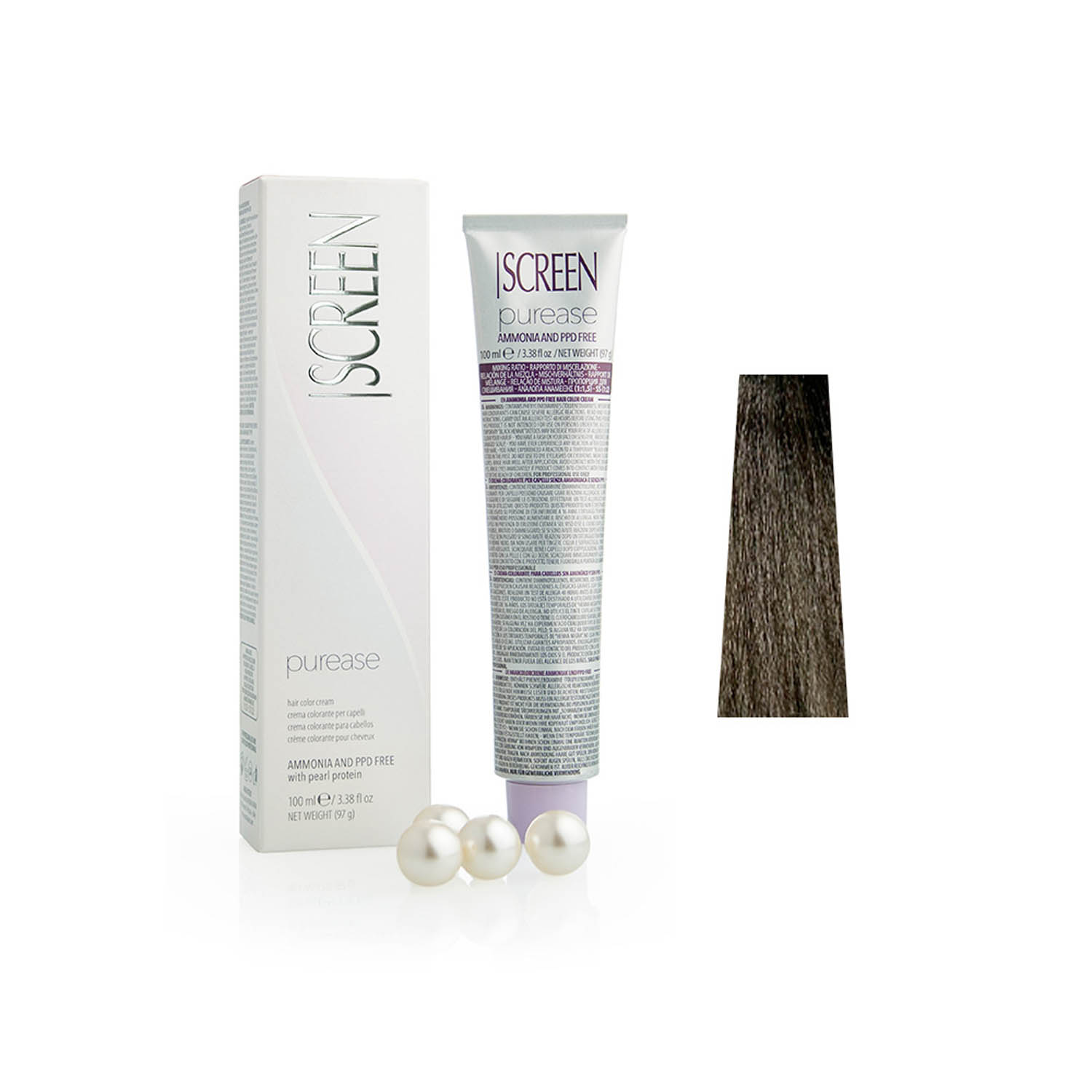 Крем-краска без аммиака с протеинами жемчуга SCREEN Purease 5C (5.1) Ash Light Brown, 100 ml - 1