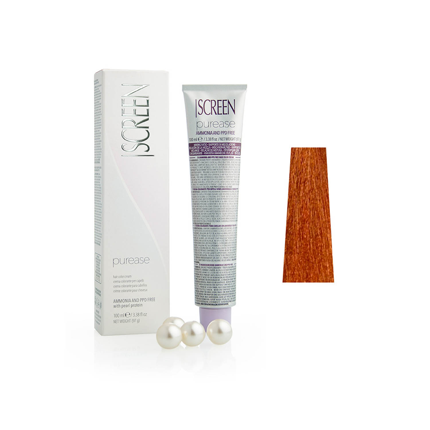 Крем-краска без аммиака с протеинами жемчуга SCREEN Purease 8R (8.4) Auburn Light Вlonde, 100 ml