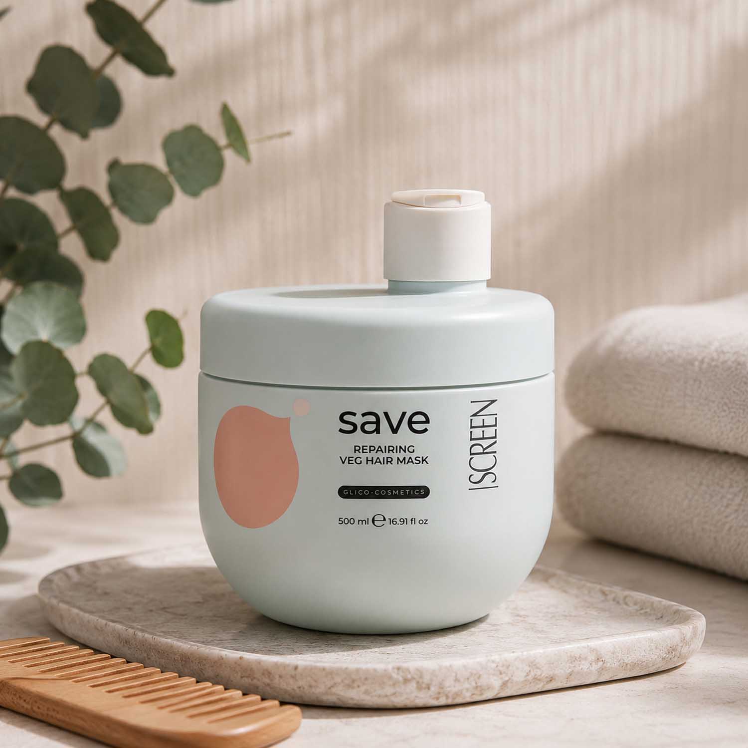 Фітопротеїнова ліпідна маска для відновлення волосся SCREEN Purest Save Reparing Veg Hair Mask, 500 мл - 2