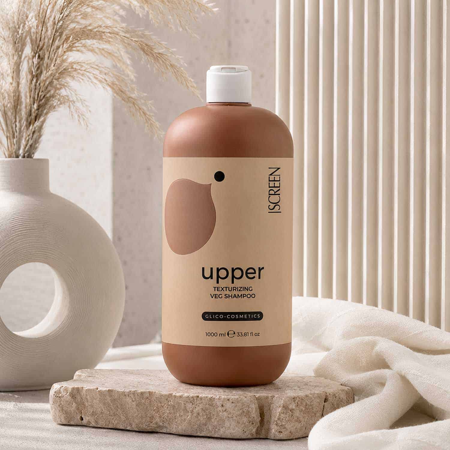 Шампунь з полісахаридами для обʼєму тонкого волосся SCREEN Purest Upper Texturizing Veg Shampoo, 1000 мл - 2