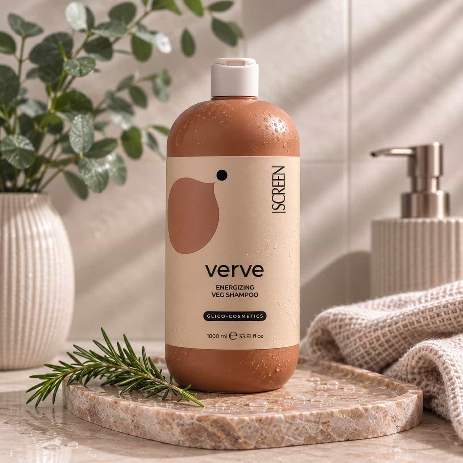 Стимулирующий шампунь для истонченных волос SCREEN Purest Verve Energizing Veg Shampoo, 1000 мл - 2
