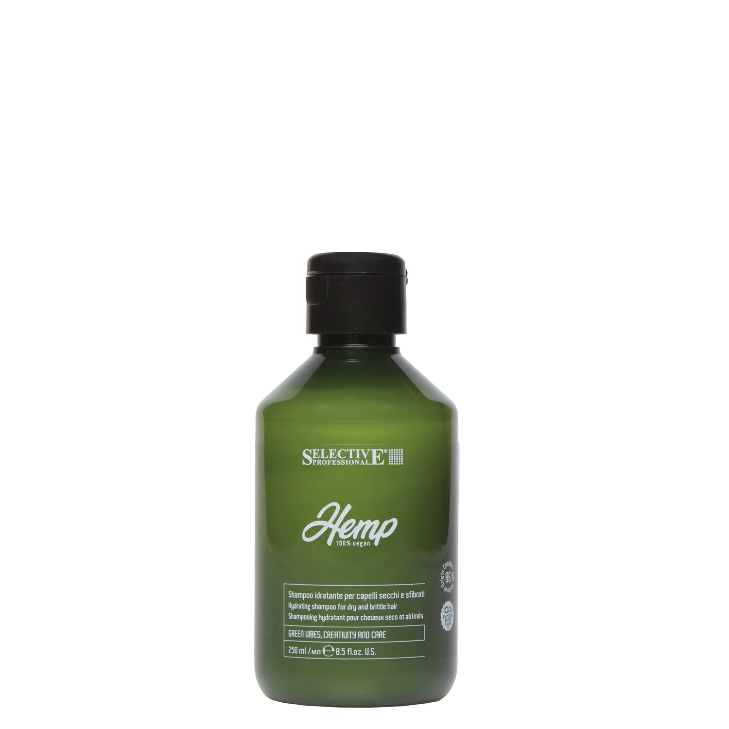 Зволожувальний шампунь для сухого та пошкодженого волосся Selective Professional Hemp Shampoo, 250 мл - 1