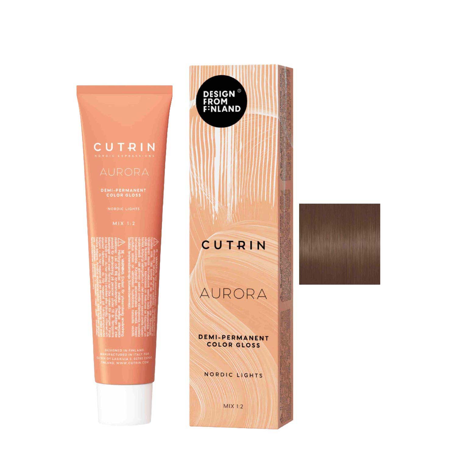 Гелевая безаммиачная краска для волос CUTRIN Aurora Nordic Lights 7.73 Roasted Chestnut, 60 ml - 1