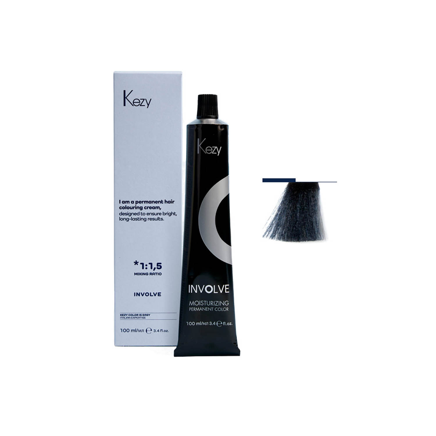 Крем-фарба для волосся Kezy Involve color 1.1 Blue Dark, 100 ml - 1