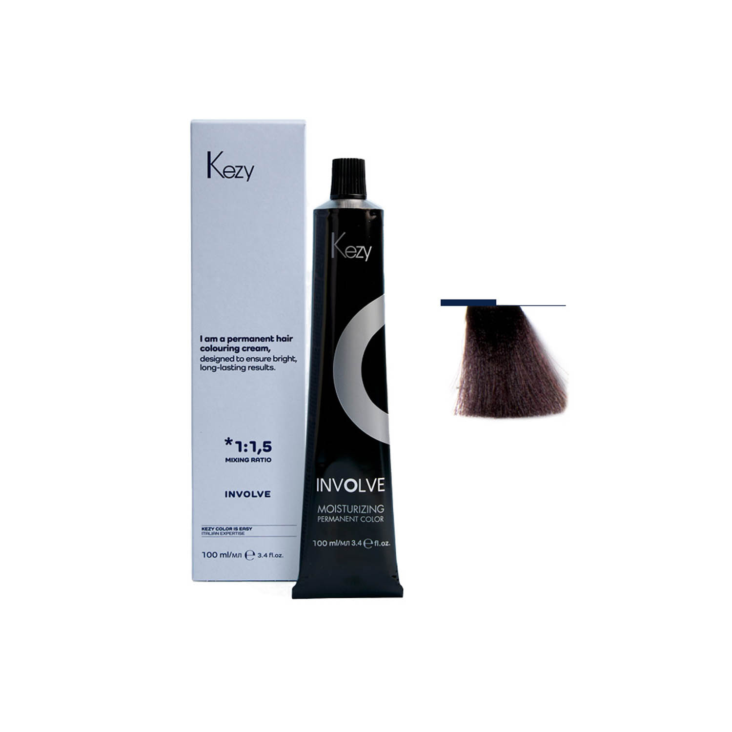 Крем-фарба для волосся Kezy Involve color 3.67 Brown Violet Dark Red, 100 ml - 1