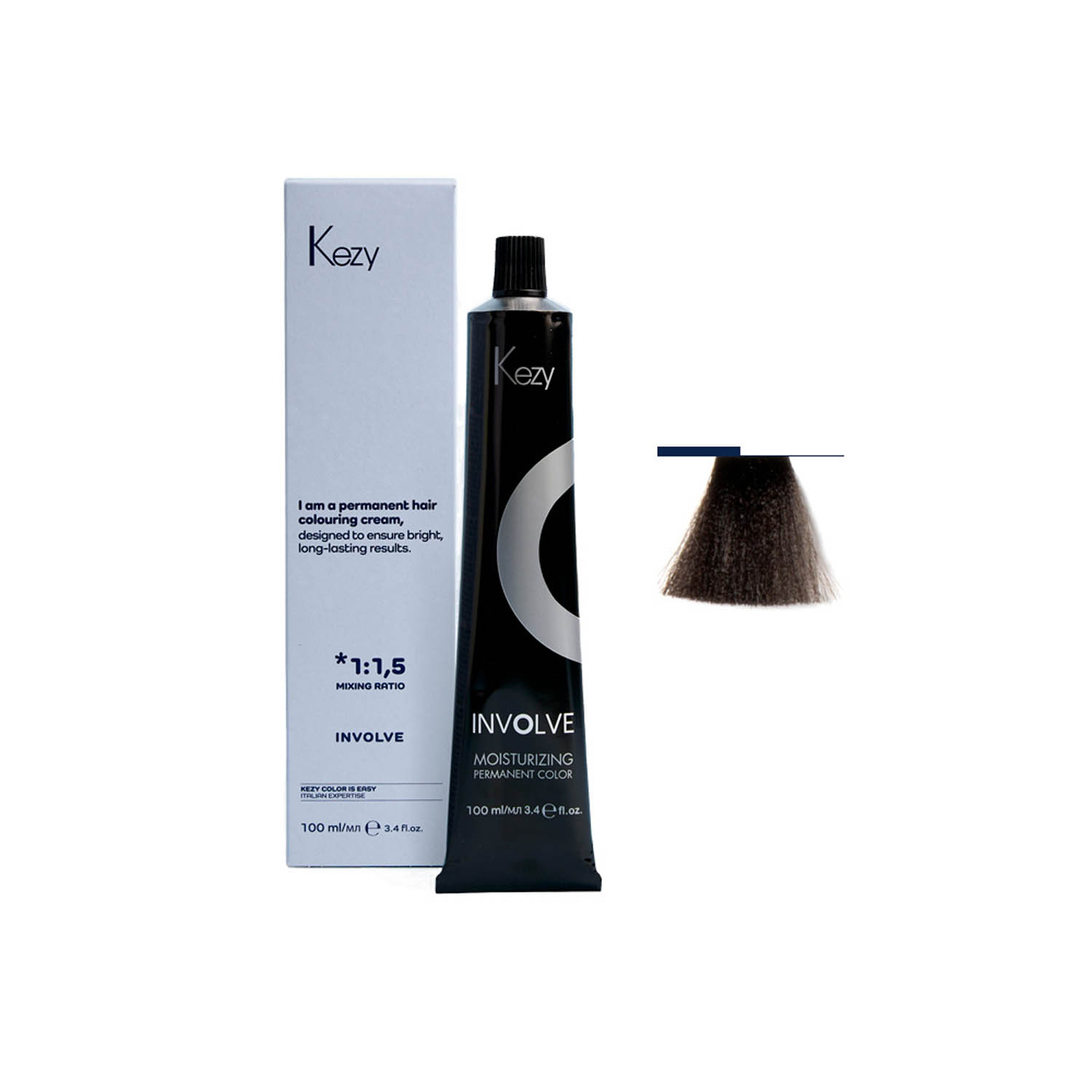 Крем-фарба для волосся Kezy Involve color 5.1 Ash Light Brown, 100 ml - 1