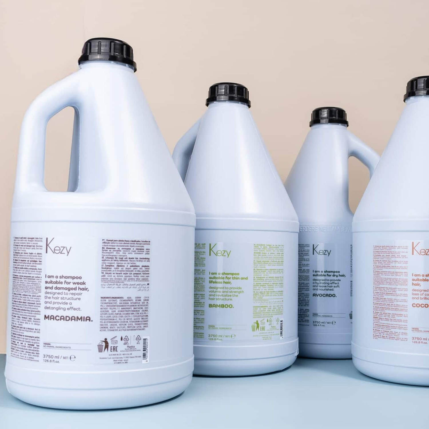 Шампунь для ослабленого та пошкодженого волосся Kezy Macadamia Shampoo, 3750 ml - 3