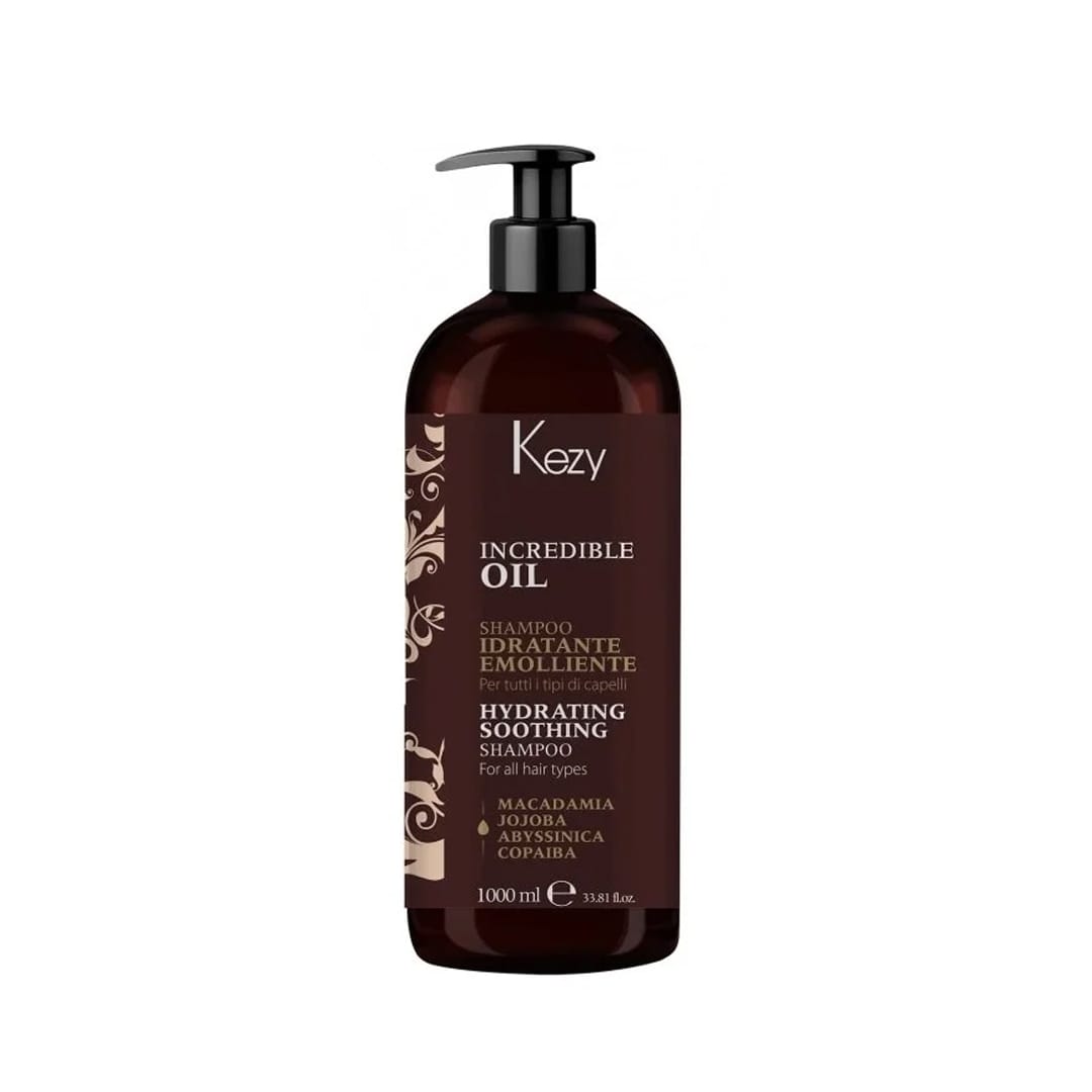 Зволожувальний та розгладжувальний шампунь Kezy INCREDIBLE OIL HYDRATING SHAMPOO, 1000ml - 1