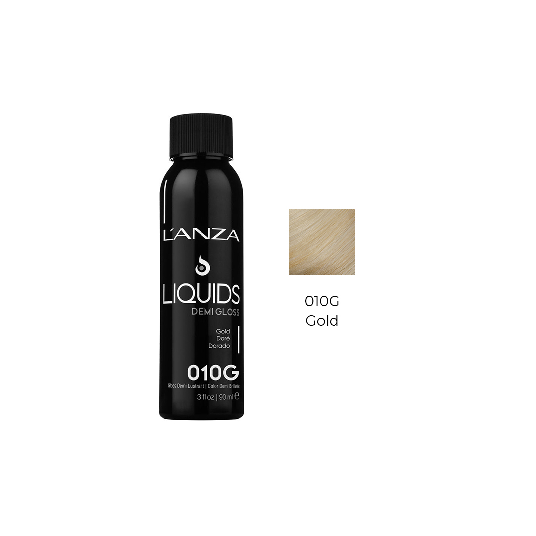 Безаміачний барвник для волосся LʼANZA Liquids Demi Gloss 010G Ultra Light Gold Blonde, 90 ml - 1