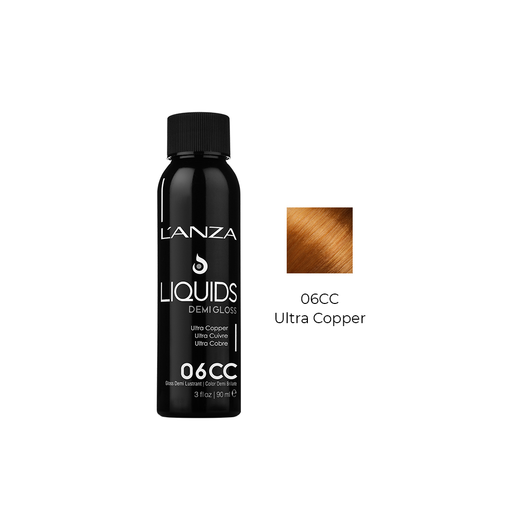 Безаміачний барвник для волосся LʼANZA Liquids Demi Gloss 06CC Darkest Ultra Cooper Blonde, 90 ml - 1