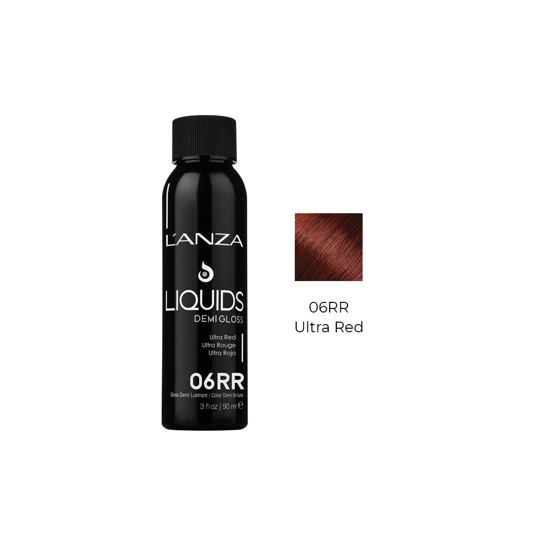 Безаммиачный краситель для волос LʼANZA Liquids Demi Gloss 06RR Ultra Red, 90 ml - 1