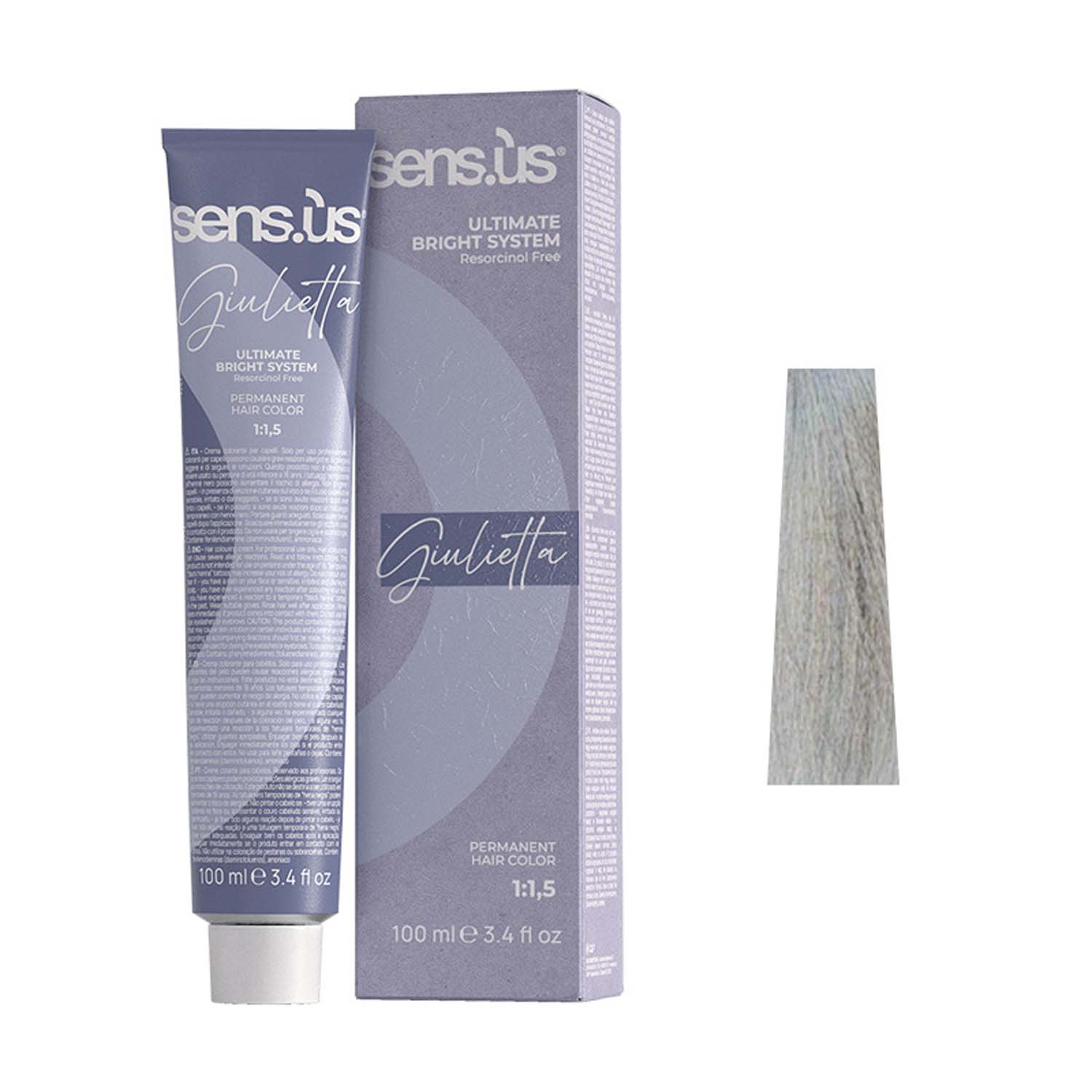 Крем-краска для волос Sens.ùs Giulietta 11.11 Ultra Platinum Intense Ash Blonde, 100 ml