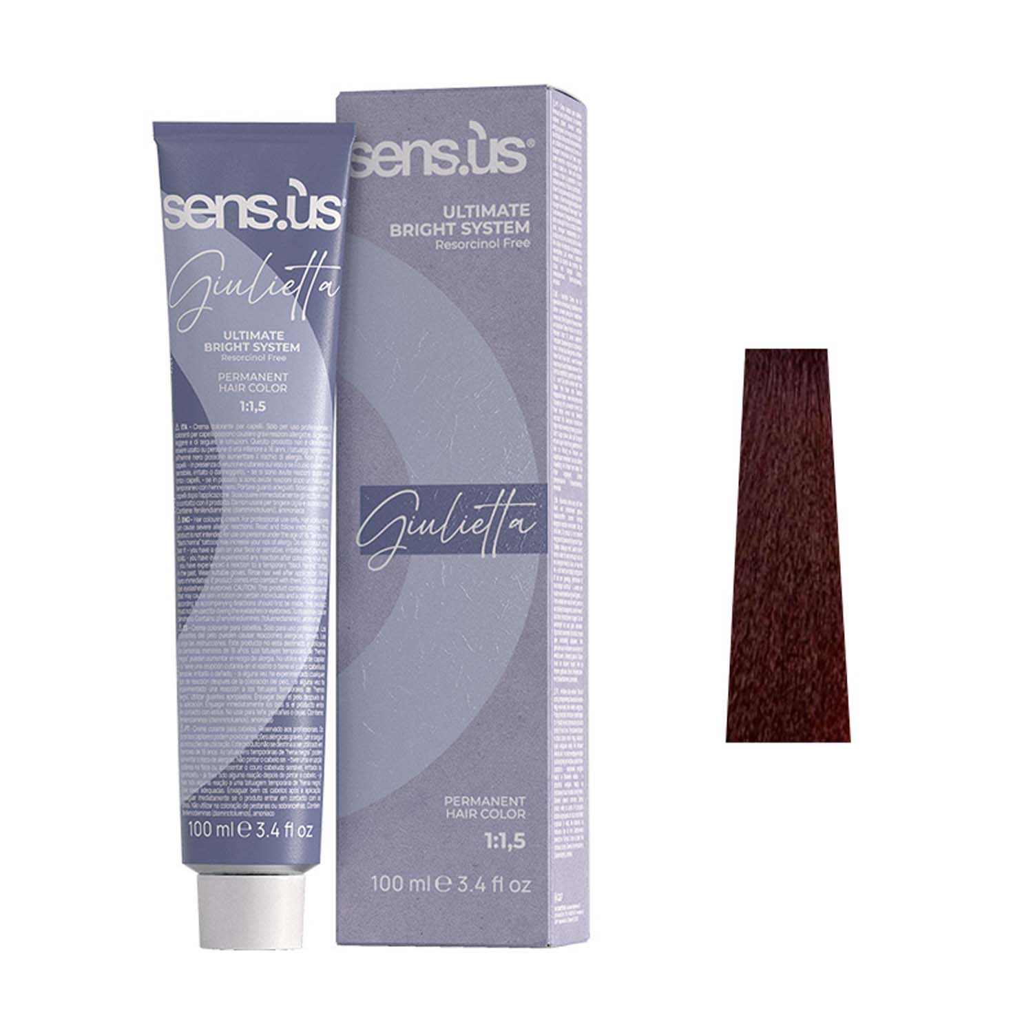 Крем-краска для волос Sens.ùs Giulietta 4.5 Red Chestnut, 100 ml - 1