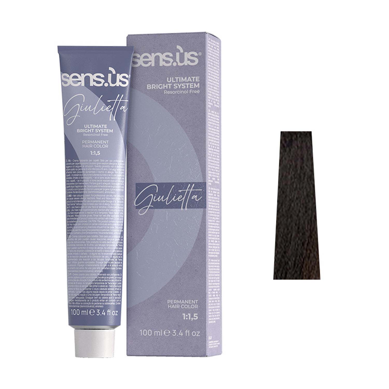 Крем-краска для волос Sens.ùs Giulietta 5.00 Intense Light Chestnut, 100 ml
