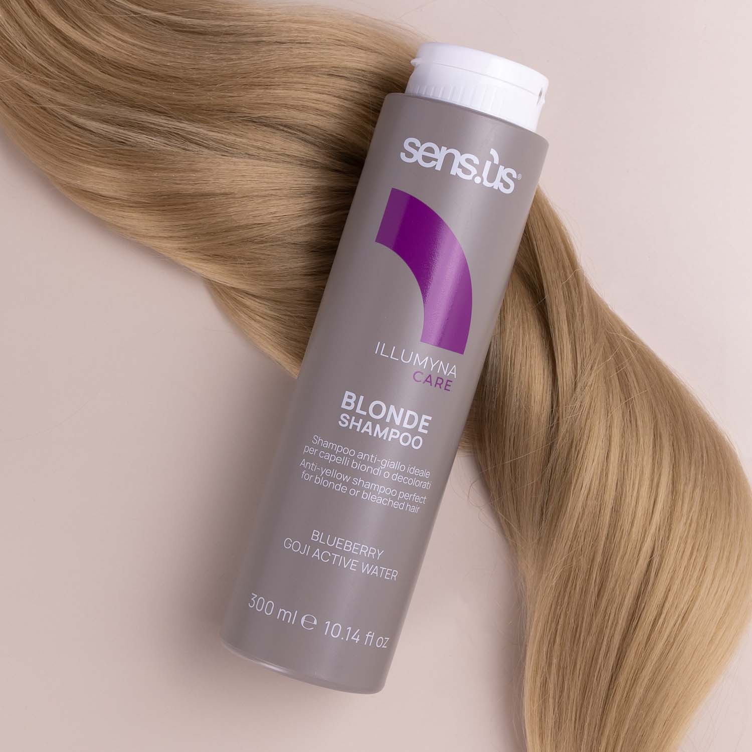 Шампунь проти жовтизни світлого волосся Sens.ùs Illumyna Blonde Shampoo, 300 ml - 3