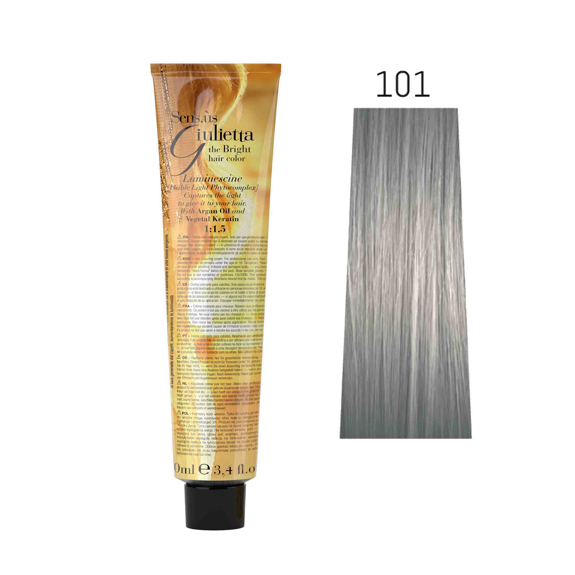 Крем-фарба для волосся SENS.ÙS Giulietta (Колір: 101 Ультрасвітлий Попелястий) - 1