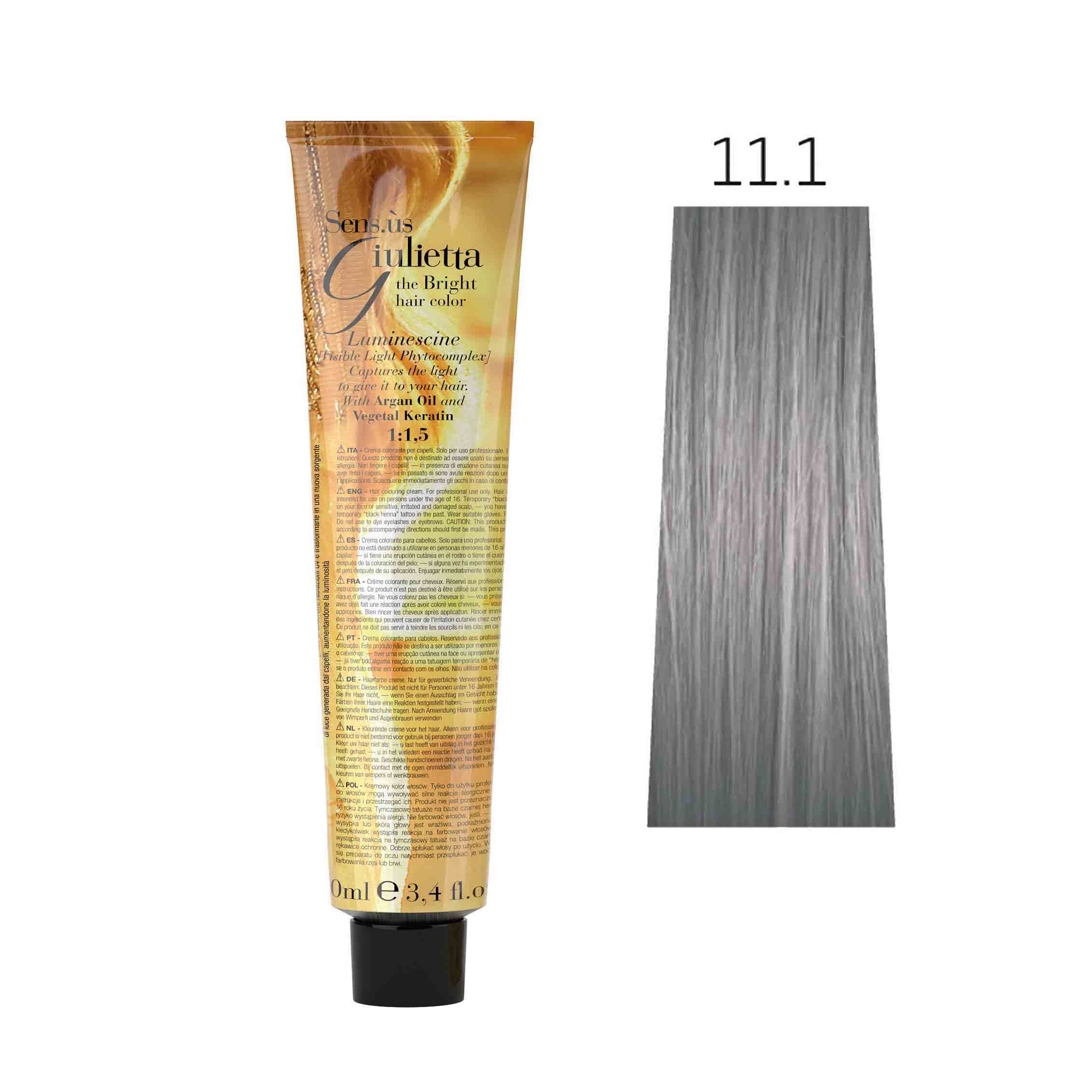 Крем-фарба для волосся SENS.ÙS Giulietta (Колір: 11.1 Дуже Світлий Блонд Попелястий) - 1
