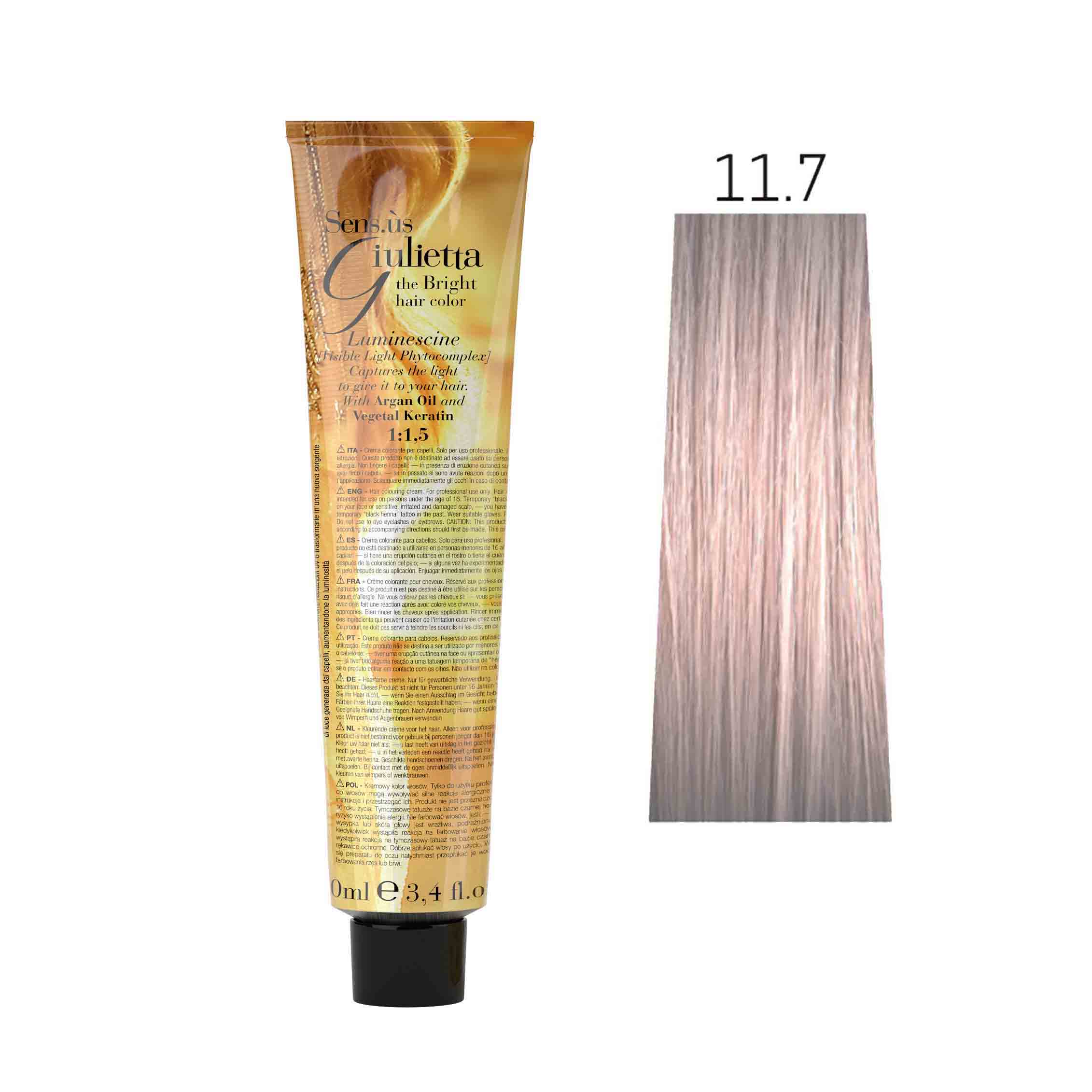 Крем-фарба для волосся SENS.ÙS Giulietta (Колір: 11.7 Дуже Світлий Блонд Бузковий) - 1