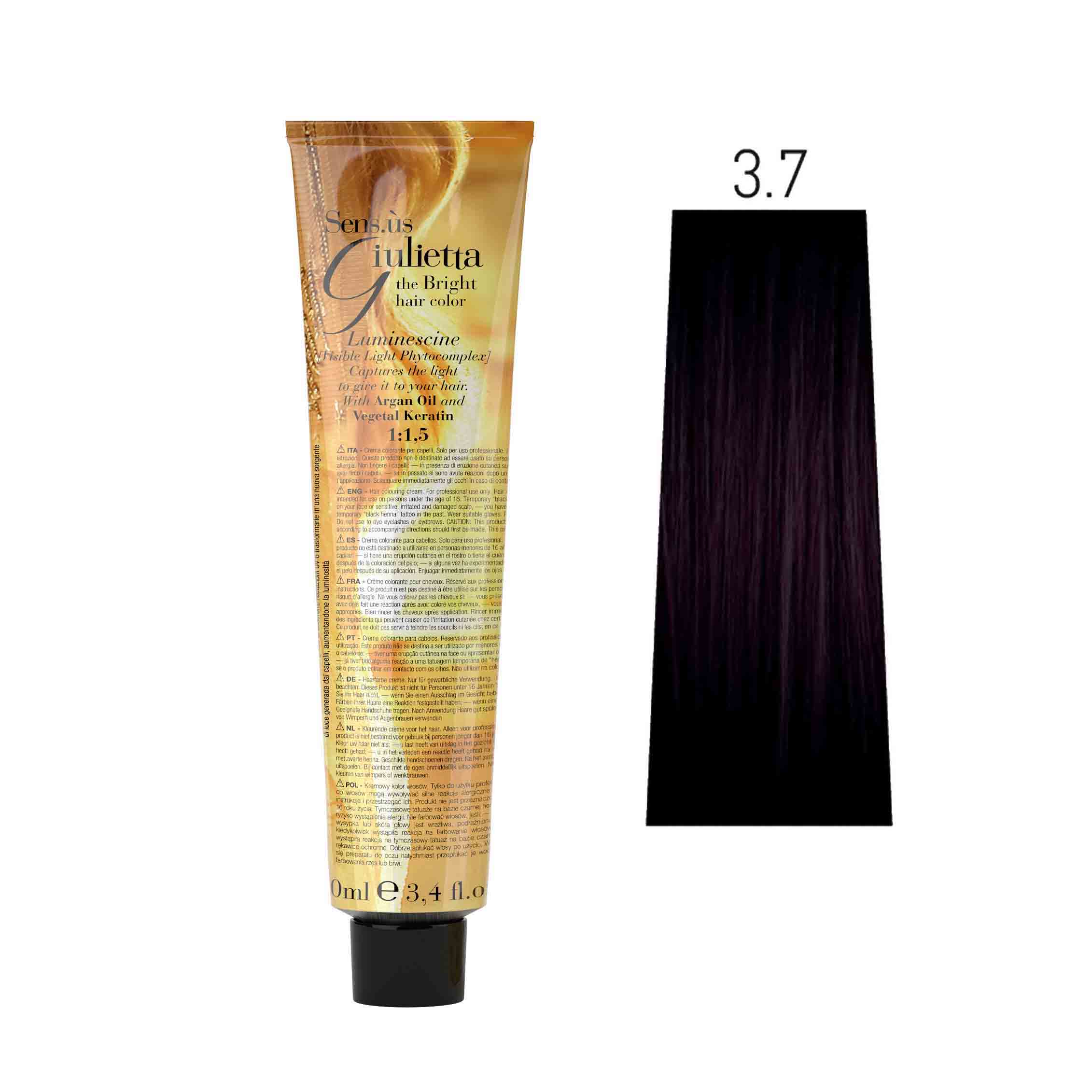 Крем-фарба для волосся SENS.ÙS Giulietta (Колір: 3.7 Темно-Коричневий Бузковий) - 1