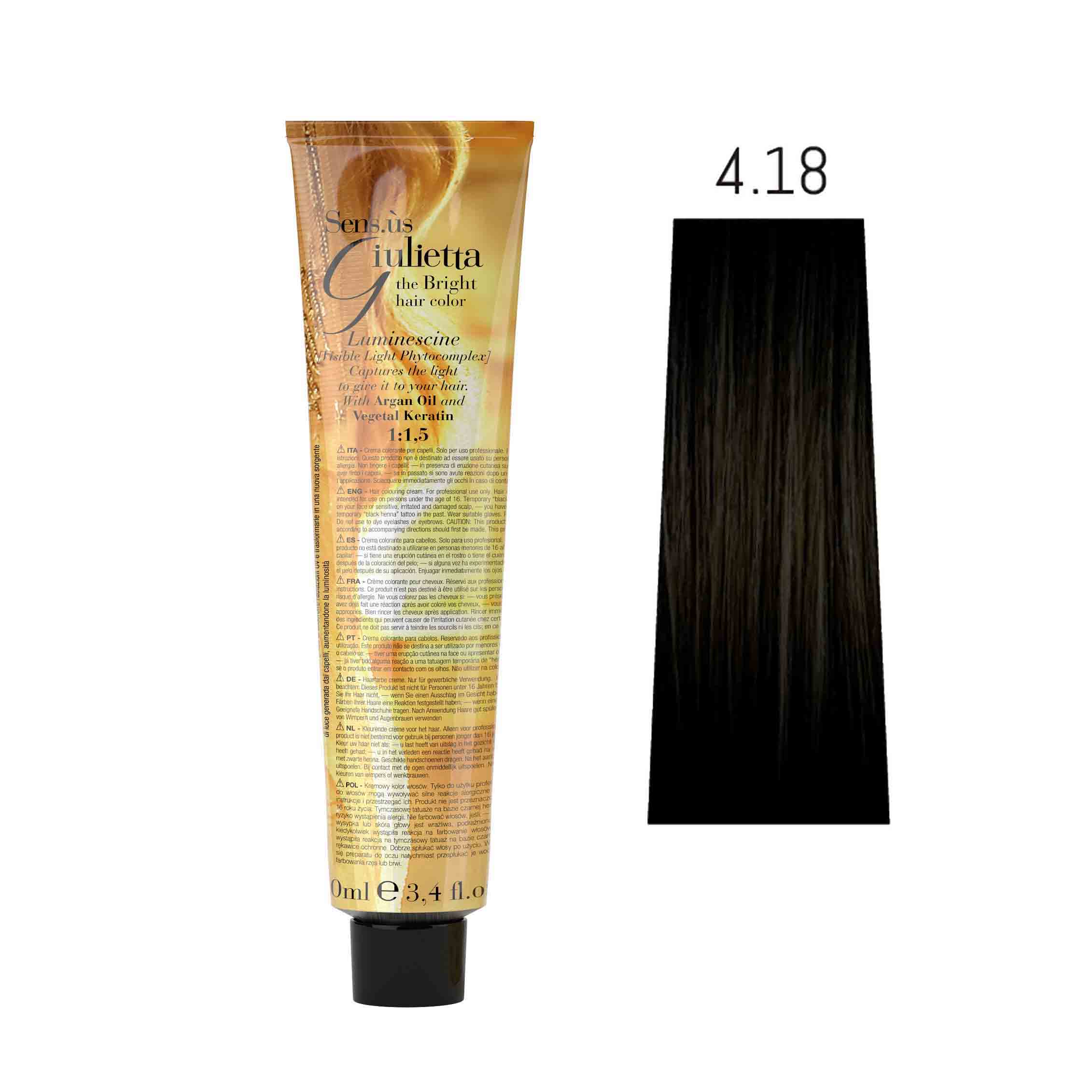 Крем-фарба для волосся SENS.ÙS Giulietta (Колір: 4.18 Попелясто-Коричневий Матовий) - 1