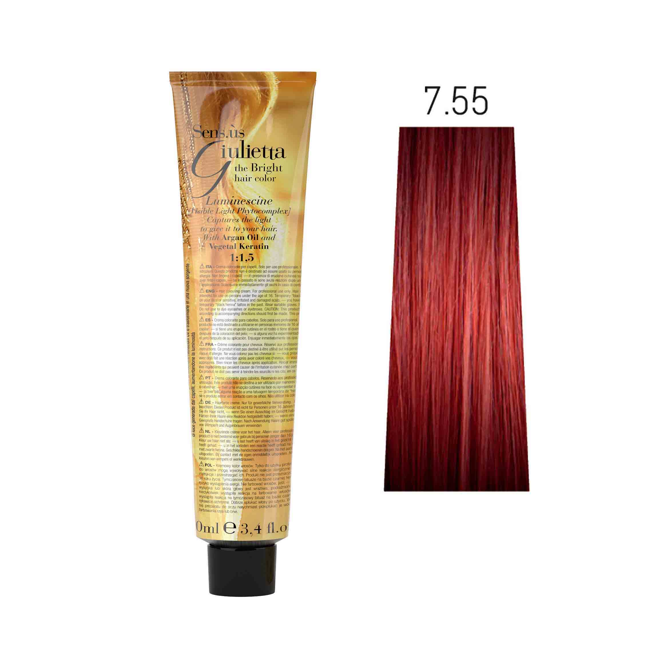 Крем-фарба для волосся SENS.ÙS Giulietta (Колір: 7.55 Русявий Інтенсивний Махагон) - 1