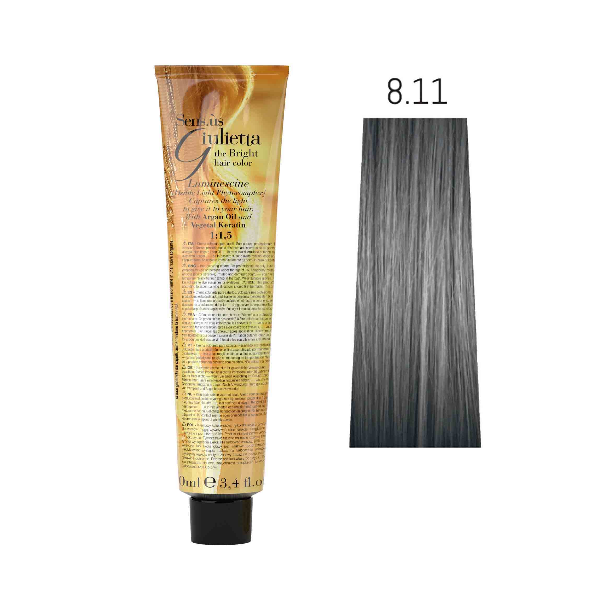 Крем-фарба для волосся SENS.ÙS Giulietta (Колір: 8.11 Світло-Русявий Попелястий Інтенсивний) - 1