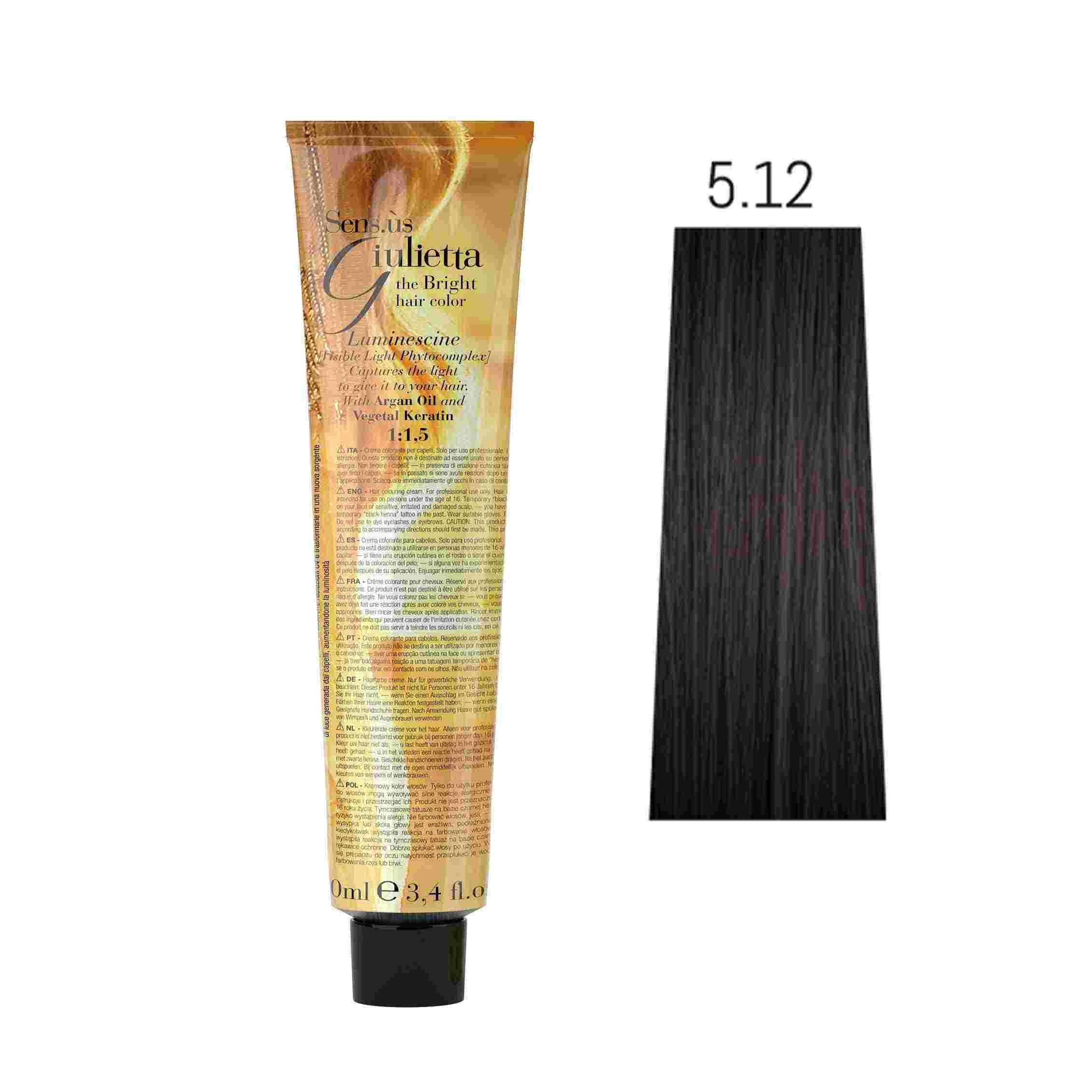 Крем-фарба для волосся SENS.ÙS Giulietta (Колір: 5.12 Світло-Коричневий Попелясто-Перламутровий) - 1