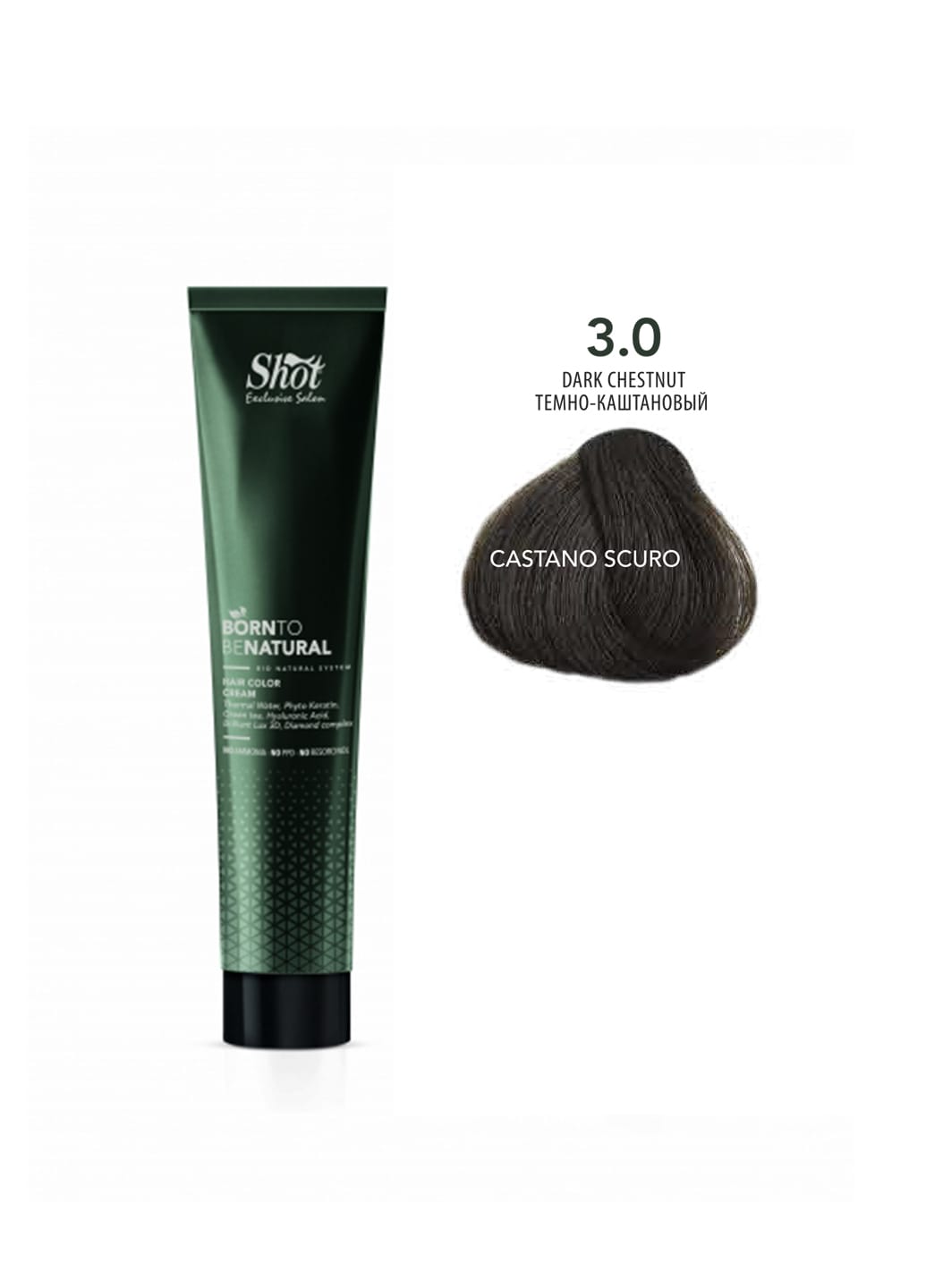 Крем-фарба для волосся SHOT Born to be NATURAL Hair Color Cream (Колір: 3.0 Темно-каштановий) - 1