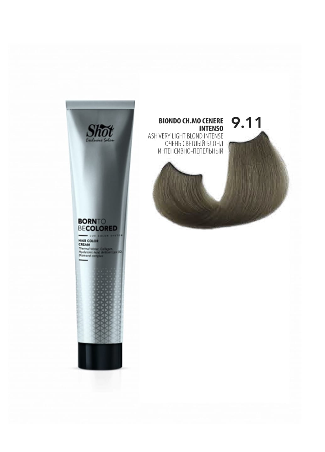 Крем-фарба для волосся SHOT Born To Be Colored Hair Color Cream (Колір: 9.11 Дуже світлий блонд інтенсивно-попелястий) - 1