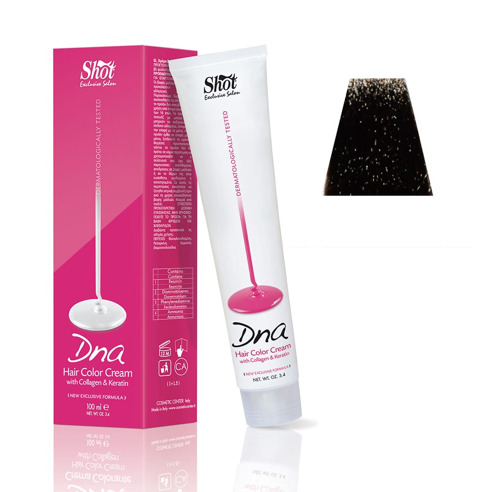 Крем-краска для волос с колагеном SHOT DNA Hair Color Crem (Цвет: 1 Черный)