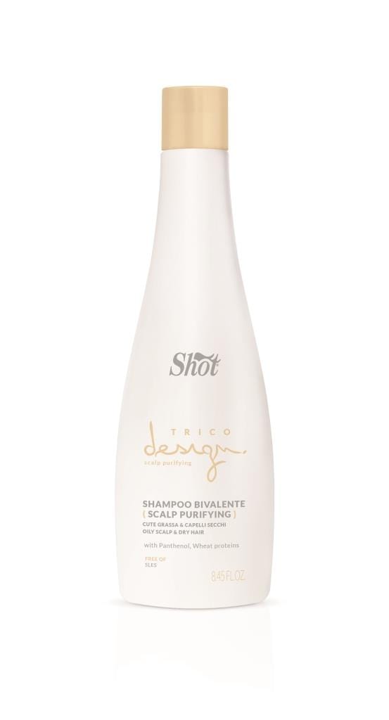 Шампунь бівалентний подвійної дії для жирної шкіри голови та сухого волосся SHOT Trico Design Skin Purifying Bivalente Shampoo, 250 ml - 1