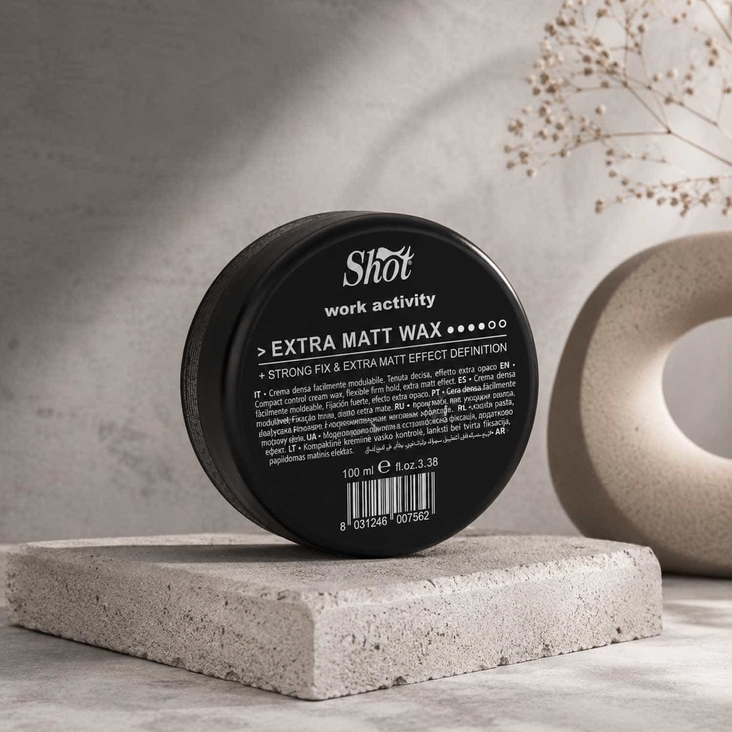 Віск сильної фіксації з матовим ефектом SHOT Work Activity Extra Matt Wax, 100 мл - 2