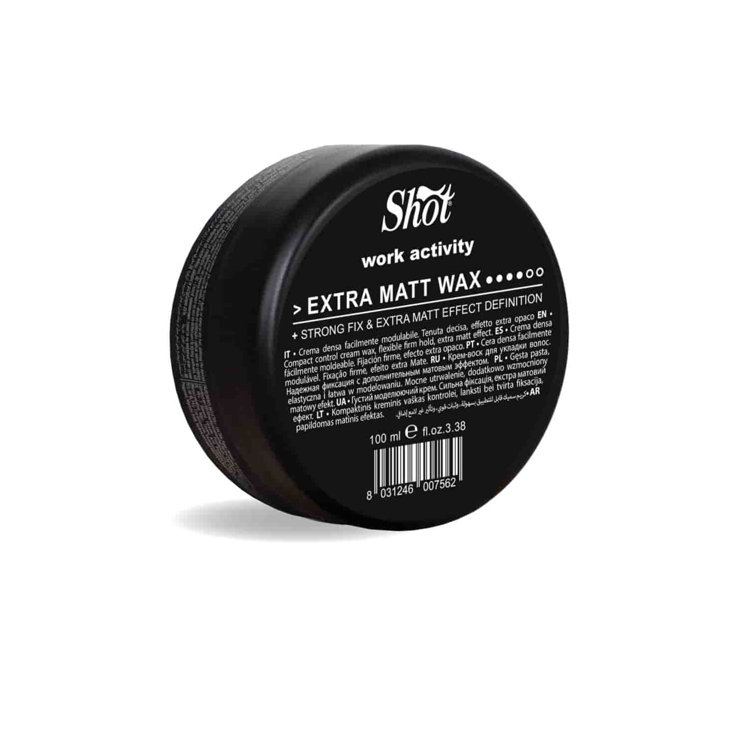 Воск сильной фиксации с матовым эффектом SHOT Work Activity Extra Matt Wax, 100 ml - 1