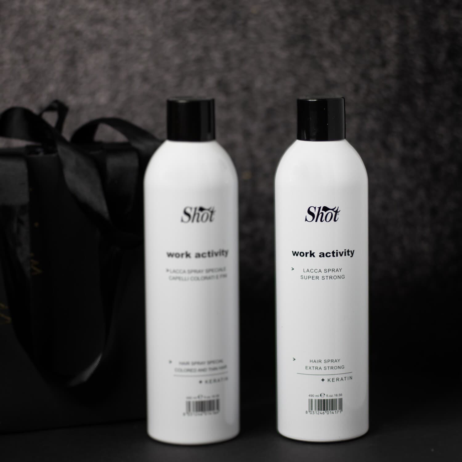 Лак-спрей суперсильної фіксації з кератином SHOT Work Activity Hair Spray Extra Strong + Keratin, 490 мл - 2